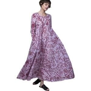 NWT Matta NY Moksha Tree of Life MAXI Cotton Dress Size XS Lilac Purple #1B454